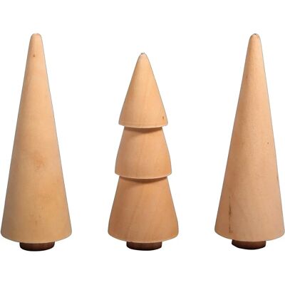 Rayher Modèle: 3 Petits Arbres en Bois - Décoration de Noël Rayher Modèle: 3 Petits Arbres en Bois - Décoration de Noël
