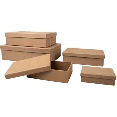 Set de 5 cajas de regalo rectangulares marrón Set de 5 cajas de regalo rectangulares marrón