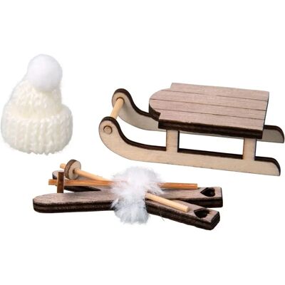 Rayher Wooden sled skis hat - Christmas winter decoration Rayher Wooden sled skis hat - Christmas winter decoration