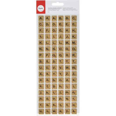 Autocollants de liège Rayher Scrabble - Alphabet - Beige - 1,6cm Autocollants de liège Rayher Scrabble - Alphabet - Beige - 1,6cm