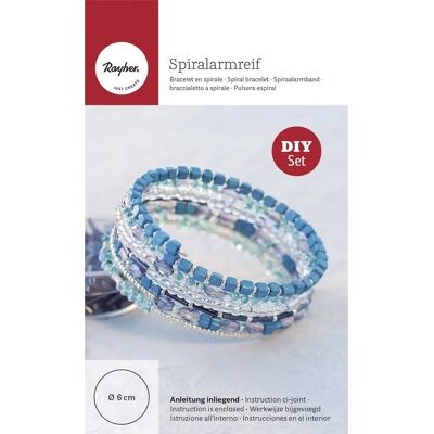 Kit braccialetto spirale Rayher - Perle blu/turchese - fai da te Kit braccialetto spirale Rayher - Perle blu/turchese - fai da te