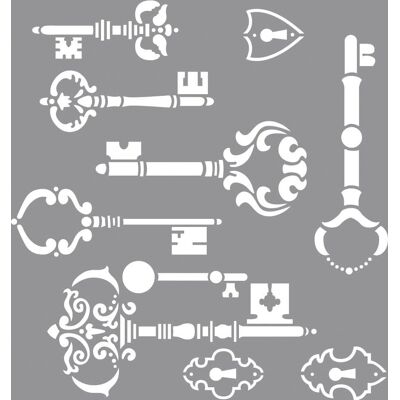 Rayher Hobby Sjabloon - 30,5x30,5cm - Vintage Sleutel - Kunstgereedschap Rayher Hobby Sjabloon - 30,5x30,5cm - Vintage Sleutel - Kunstgereedschap
