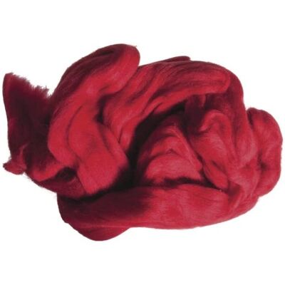 Rayher Laine Rouge - Laine cardée pure pour feutrage Rayher Laine Rouge - Laine cardée pure pour feutrage