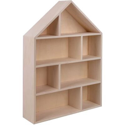 Rayher Poliță de perete din lemn - Casă - 30 x 43 x 8 cm - 8 compartimente - Maro Rayher Poliță de perete din lemn - Casă - 30 x 43 x 8 cm - 8 compartimente - Maro