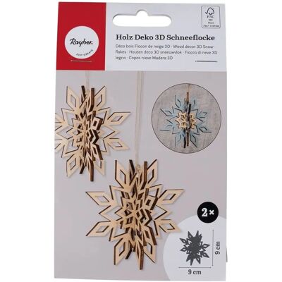 Rayher 2 Schneeflocken - Holz - 3D - Weihnachtsbaumdekoration - 9 cm Rayher 2 Schneeflocken - Holz - 3D - Weihnachtsbaumdekoration - 9 cm