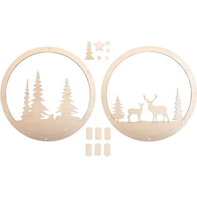 Kit couronne de Noël en bois Rayher - Pays Hivernal - 14 pcs Kit couronne de Noël en bois Rayher - Pays Hivernal - 14 pcs