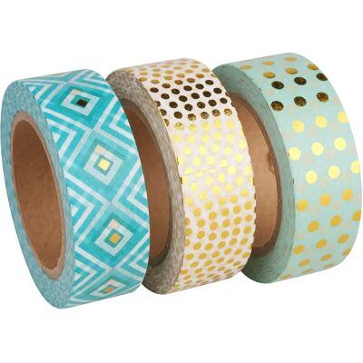 Rayher Mint-Gold Washi Tape-Set - Masking Tape Rayher Mint-Gold Washi Tape-Set - Masking Tape