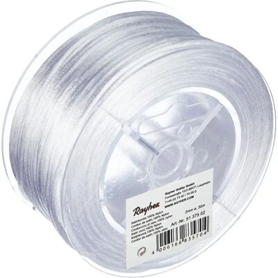Rayher Hobby Ruban satiné 2mm x 50m Blanc - Corde décoration & bijoux Rayher Hobby Ruban satiné 2mm x 50m Blanc - Corde décoration & bijoux