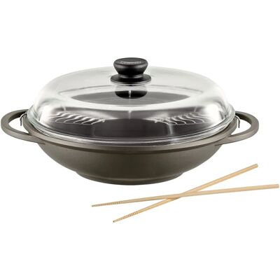 Berndes Bonanza Wok - Aluminium, Couvercle en verre, 32cm - Wok Berndes Bonanza Wok - Aluminium, Couvercle en verre, 32cm - Wok