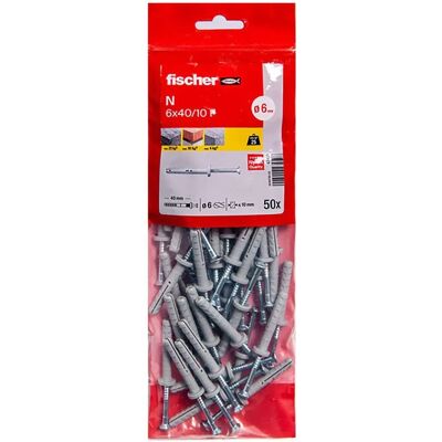 Fischer - Cheville clou collerette NF - 6 x 40 mm - lot de 50 - Publicité Fischer - Cheville clou collerette NF - 6 x 40 mm - lot de 50 - Publicité