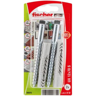 Fischer UX 12 x 70 S K NV Rawlplug - Vægtype Fischer UX 12 x 70 S K NV Rawlplug - Vægtype