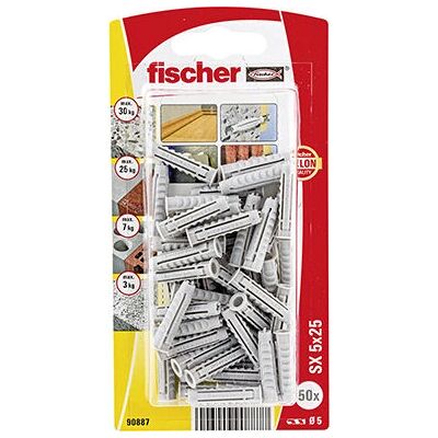 Fischer SX 90887 Tassello - Resistente alle intemperie, 50 pezzi Fischer SX 90887 Tassello - Resistente alle intemperie, 50 pezzi
