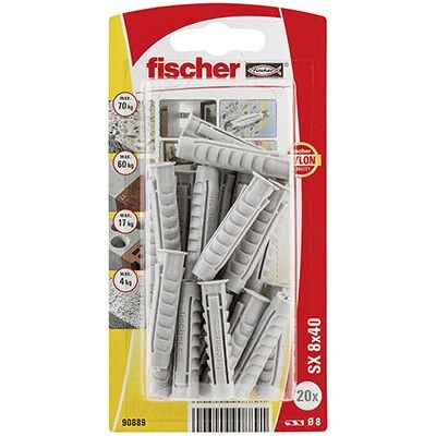 Cheville Fischer - 8 x 40 mm - Gris - Résistant aux intempéries - 20 unités - Publicité Cheville Fischer - 8 x 40 mm - Gris - Résistant aux intempéries - 20 unités - Publicité