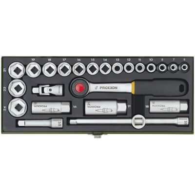 Proxxon 23110 Chrome Vanadium 24-Piece Socket Set - Green Proxxon 23110 Chrome Vanadium 24-Piece Socket Set - Green