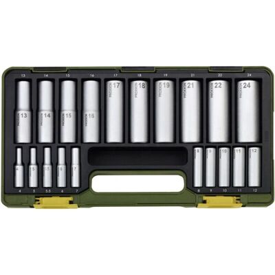 Set di 20 bussole profonde Proxxon - Acciaio CrV, Resistente Set di 20 bussole profonde Proxxon - Acciaio CrV, Resistente