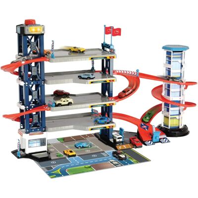 Dickie Toys Dickie-Tools Garaż - 4 Poziomy, Winda, Zabawne Samochodziki i Helikopter Dickie Toys Dickie-Tools Garaż - 4 Poziomy, Winda, Zabawne Samochodziki i Helikopter