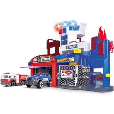 Caserne de Pompiers et Police Dickie Toys avec Sons et Lumières Caserne de Pompiers et Police Dickie Toys avec Sons et Lumières