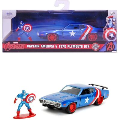 Jada Toys Captain America 1971 Plymouth Gtx Modello - Veicolo in pressofusione Jada Toys Captain America 1971 Plymouth Gtx Modello - Veicolo in pressofusione