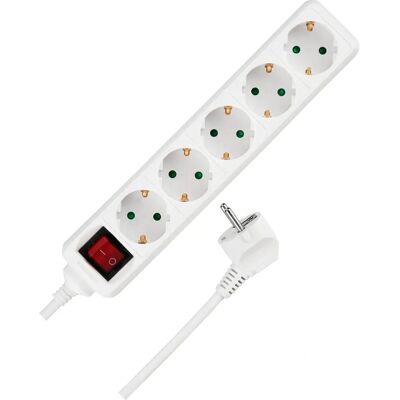 REV Extensor de Tomadas - 5 pontos, 3m, Branco - Power Strip REV Extensor de Tomadas - 5 pontos, 3m, Branco - Power Strip