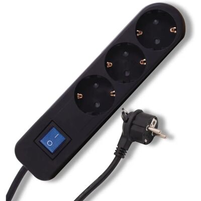 REV 0014340500 Multiprise - 3 prises, noir, interrupteur REV 0014340500 Multiprise - 3 prises, noir, interrupteur