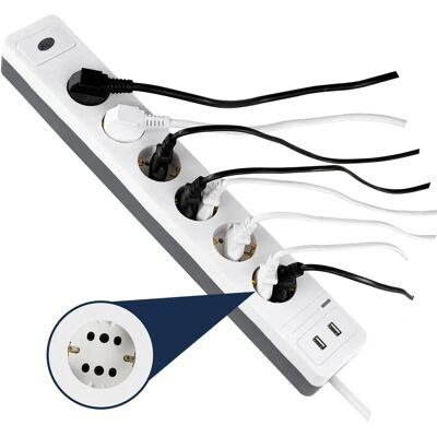 REV Combi Steckdosenleiste 6-fach + 2x USB, 1,4m, Überspannungsschutz REV Combi Steckdosenleiste 6-fach + 2x USB, 1,4m, Überspannungsschutz