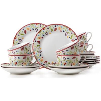 Zestaw kawowy RITZENHOFF & BREKER - 18 sztuk dla 6 osób - Porcelana, Kolorowy wzór Paisley Zestaw kawowy RITZENHOFF & BREKER - 18 sztuk dla 6 osób - Porcelana, Kolorowy wzór Paisley