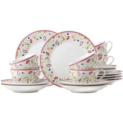 RITZENHOFF & BREKER Kaffeeservice - 18 Teile für 6 Personen - Porzellan, Bunt Paisley-Muster RITZENHOFF & BREKER Kaffeeservice - 18 Teile für 6 Personen - Porzellan, Bunt Paisley-Muster