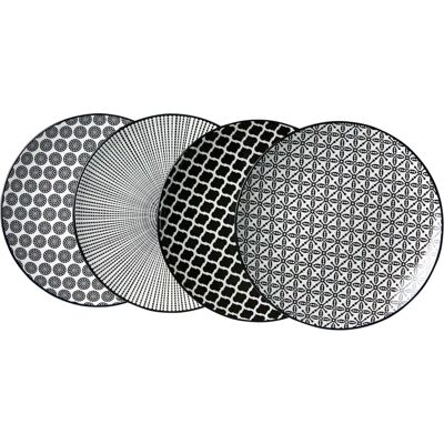 Ritzenhoff & Breker Takeo Dessertborden Set - Porselein, Zwart & Wit - 4 stuks Ritzenhoff & Breker Takeo Dessertborden Set - Porselein, Zwart & Wit - 4 stuks