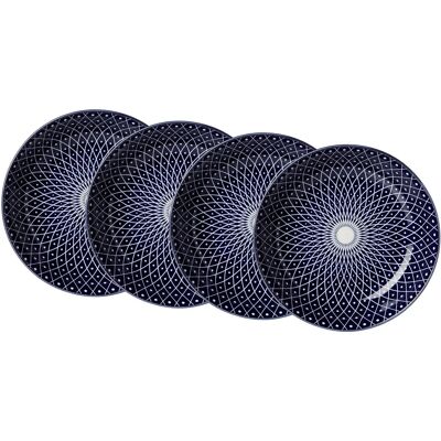Ensemble de 4 assiettes à soupe Royal Reiko - Bleu et Blanc Ensemble de 4 assiettes à soupe Royal Reiko - Bleu et Blanc