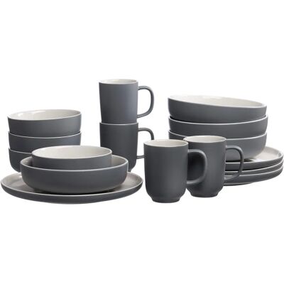 Service de 16 pièces en gris en gres scandinave Service de 16 pièces en gris en gres scandinave