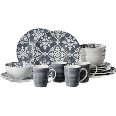 RITZENHOFF & BREKER Salina Porzellan Geschirr-Set - 16-tlg., Grau - Für 4 Personen RITZENHOFF & BREKER Salina Porzellan Geschirr-Set - 16-tlg., Grau - Für 4 Personen
