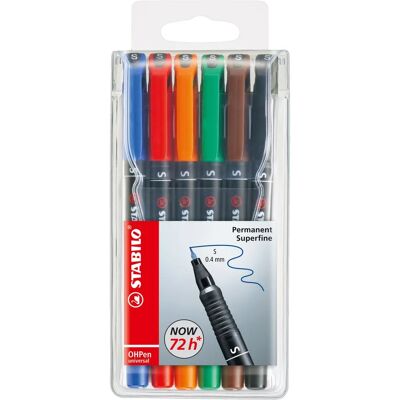 Marker permanente STABILO OHPen universale - Confezione da 6 - Colori assortiti Marker permanente STABILO OHPen universale - Confezione da 6 - Colori assortiti