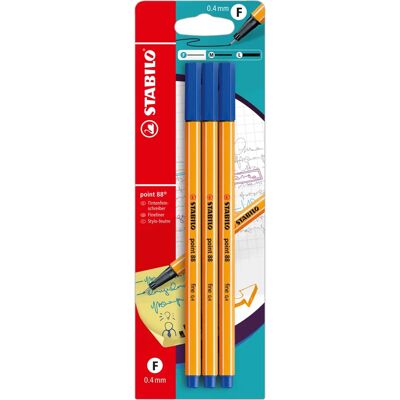 STABILO Point 88 Fineliner Bleu - Pack de 3 STABILO Point 88 Fineliner Bleu - Pack de 3