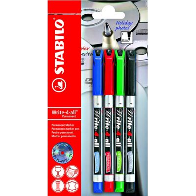 STABILO Meerkleurige permanente marker - Write-4-all 4 kleuren STABILO Meerkleurige permanente marker - Write-4-all 4 kleuren