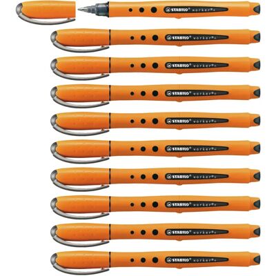 STABILO worker+ Stylo à bille noir 0,5mm - Pack de 10 - Publicité STABILO worker+ Stylo à bille noir 0,5mm - Pack de 10 - Publicité