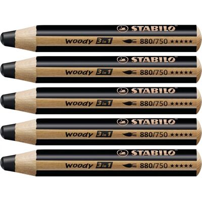 Stabilo Svart 3-i-1 Jumbo Kritor - Paket med 5 Stabilo Svart 3-i-1 Jumbo Kritor - Paket med 5