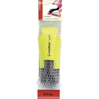 Surligneur Neon STABILO - Jaune - 3 pcs - Pointe Large Surligneur Neon STABILO - Jaune - 3 pcs - Pointe Large
