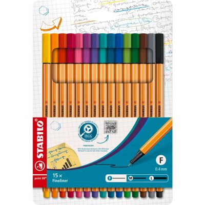 STABILO Point 88 Fineliner - 15 colori in astuccio STABILO Point 88 Fineliner - 15 colori in astuccio