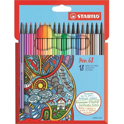 STABILO Pen 68 - Assorted Colors - 18 Pack - Felt-tip Pen STABILO Pen 68 - Assorted Colors - 18 Pack - Felt-tip Pen