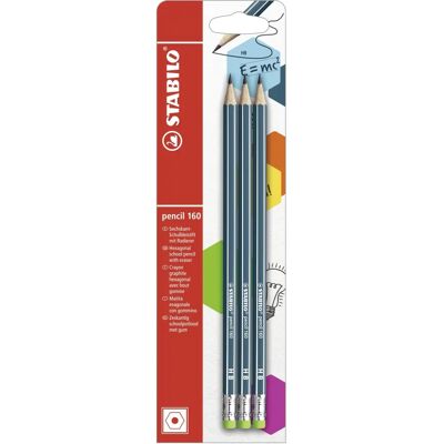 Crayon STABILO HB avec Gomme - Pencil 160 - Graphite de Qualité Crayon STABILO HB avec Gomme - Pencil 160 - Graphite de Qualité