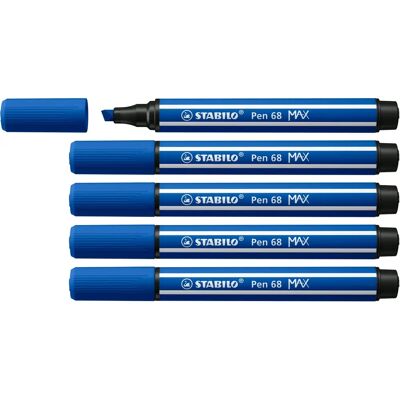 STABILO Pen 68 Max Pisak Flamastr Kobaltowy - Zestaw 5 STABILO Pen 68 Max Pisak Flamastr Kobaltowy - Zestaw 5