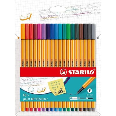 STABILO point 88 Fineliner - 18 Colors - Fine Tip - Durable STABILO point 88 Fineliner - 18 Colors - Fine Tip - Durable
