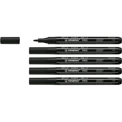 STABILO Akrylmarkörer - T100, 1-2mm - Svart - Konstnärsmaterial STABILO Akrylmarkörer - T100, 1-2mm - Svart - Konstnärsmaterial
