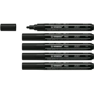 STABILO FREE Acrylic T300 Schwarzer Marker - Acrylmarker STABILO FREE Acrylic T300 Schwarzer Marker - Acrylmarker