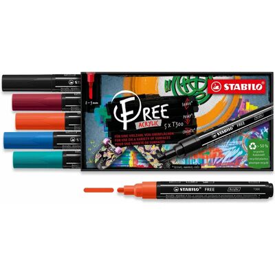 STABILO T300 Akrylmarkör Urban Colors - Set om 5 STABILO T300 Akrylmarkör Urban Colors - Set om 5