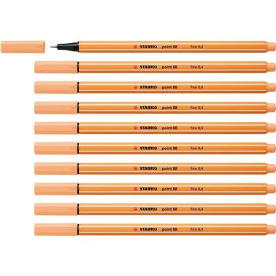Stabilo Point 88 Fineliner - Orange Clair - Pack de 10 - Publicité Stabilo Point 88 Fineliner - Orange Clair - Pack de 10 - Publicité
