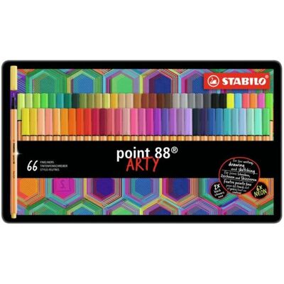 STABILO point 88 ARTY Fineliner - Metall-Box mit 66 Farben STABILO point 88 ARTY Fineliner - Metall-Box mit 66 Farben