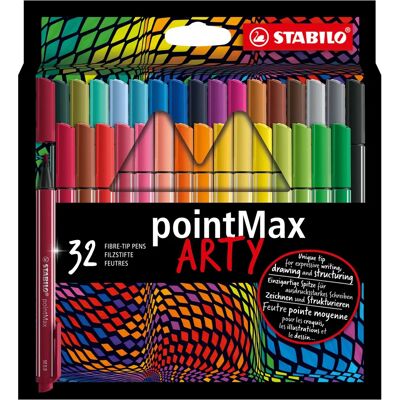 Feutres fineliner multicolores STABILO pointMax - 32 pièces - Publicité Feutres fineliner multicolores STABILO pointMax - 32 pièces - Publicité