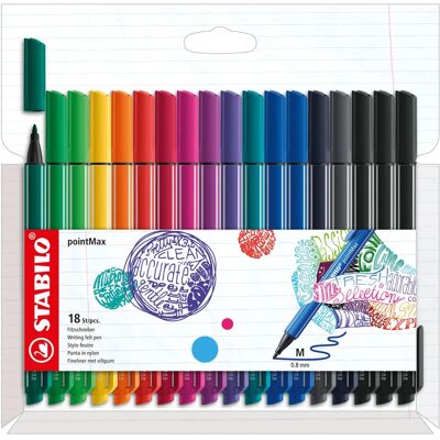 STABILO pointMax Filzstiften Meerkleurig - 18 stuks - Schrijven & Kleur STABILO pointMax Filzstiften Meerkleurig - 18 stuks - Schrijven & Kleur