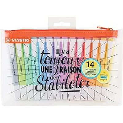 Set de surligneurs Pastel STABILO - 14 couleurs - Publicité Set de surligneurs Pastel STABILO - 14 couleurs - Publicité
